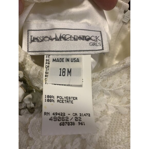 Jessica McClintock Girls Sain Lace First Communion Dress Size 18M - Picture 4 of 7